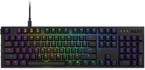 NZXT Function 2022 Mechanische PC Gaming Tastatur - beleuchtet - lineare RGB Schalter - MX kompatible Schalter - Hot Swap - robustes Aluminium Cover - Mechanical Gaming Keyboard | DE (QWERTZ) Schwarz