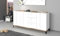 Dmora - Buffet Paolo, Buffet de Cuisine 3 Portes et 3 tiroirs, Buffet de Salon, 100% Made in Italy, 160x40h82 cm, Blanc Brillant et érable