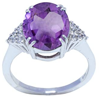 Bonnes pierres précieuses améthyste forme ovale à facettes violet améthyste 925 bague en argent - bijoux faits à la main best-seller cadeau pour brithday top ring-68fr