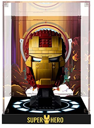 TopBrixx Display Case for Lego Iron Man Helmet 76165, 3MM Acrylic Display Box for Lego 76165 (No Model Set Included)