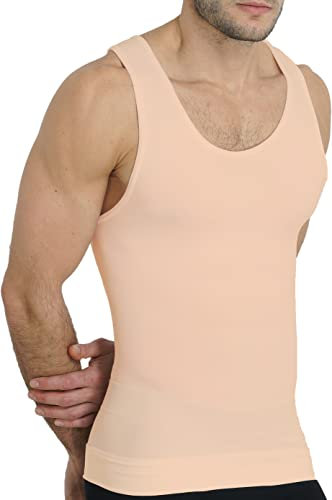UnsichtBra Shapewear - Canottiera intima da uomo, a compressione, da uomo, colore bianco, beige, nero, 1 beige, L