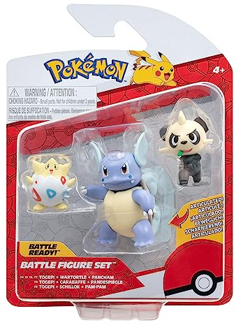 Pokémon PKW3051 - Battle Figure Set - Togepi, Pam-Pam, Schillok, offizielles Figuren Set