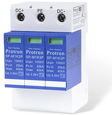 Protron SP-T2A3P DC Überspannungsableiter Blitzschutz T2 SPD Überspannungsschutz 1000V 3P 3-polig für Solar PV Photovoltaikanlagen