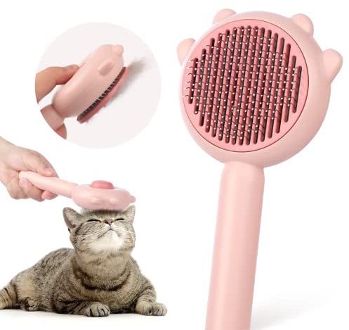 Baytion Self Cleaning Slicker Pet Brush for Short or Long Haired Cats, Dogs, Puppy, Kitten - Removes Loose Undercoat, Mats, Tangled Hair and Shed Fur