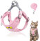 Katzenleine Set, Polyester Verstellbares Katzengeschirr Mit Leine, Ausbruchsicher für Kitten Und Hunde (Rosa -S)