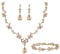 Clearine Wedding Jewellery Set for Women Bride Bridal Bridesmaid, Crystal Teardrop Marquise Cluster Y-Necklace Tennis Bracelet Dangle Earrings Champagne Gold-Tone
