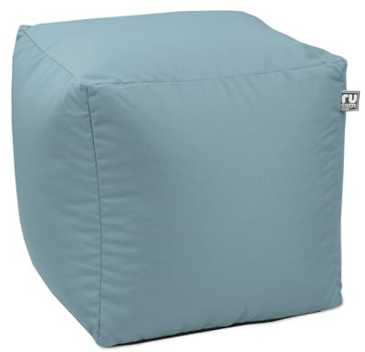 rucomfy Water Resistant Adult Cube Beanbag Pouffe Footstool - Seafoam Blue