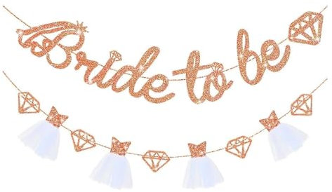 Bride to Be Girlande Banner, Bride to Be Deko,“Bride to Be” - Flagge in Roségold, Girlande mit Glitzerpartikeln, Braut, 3D-Wimpelkette und Girlanden mit Glitzerpartikeln, für Junggesellinnenabschiede