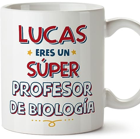 MUGFFINS Tazas Personalizadas para PROFESOR DE BIOLOGÍA hombre - En Español - Eres Súper - 11 oz / 330 ml - Regalo Personalizable original y divertido