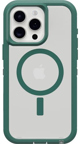 OtterBox iPhone 15 Pro MAX (Only) Defender Series XT Clear Case - VELVET EVERGREEN (Clear), screenless, rugged, snaps to MagSafe, lanyard attachment
