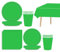 69Pcs Green Party Tableware - Plastic Table Cloth, Paper Plates, Napkins, Cups for Christmas, St. Patrick's Day Party Decorations