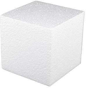 DecoPorex Schaumstoffblöcke für Bastelarbeiten, quadratische Ziegelsteine, 10 cm x 10 cm x 10 cm aus expandiertem Polystyrol für Kunst und Handwerk, naturweiß (10 x 10 x 10 cm)