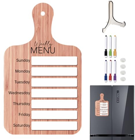 usefulbeauty Essensplaner für Kühlschrank, wöchentliche Mahlzeiten-Vorbereitungstafel | Essensplaner aus Holz, Geschenk zum Einzug, für die Küche