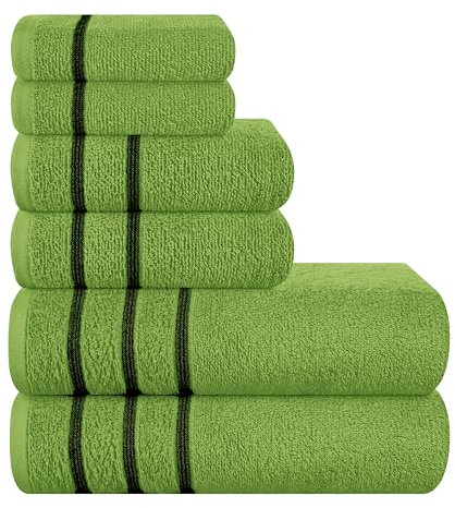 MyOwn Ultra Soft 6er-Pack Baumwoll-Handtuch-Set, enthält 2 übergroße Badetücher 70 x 140 cm, 2 Handtücher 40 x 60 cm und 2 Waschbetten 30 x 30 cm, Kiwi grün