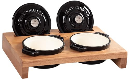 CHEF CUISINE Mini-Cocotte mit Deckel, Gusseisen, 2er-Set, 250 ml, mit Holzbar