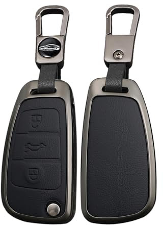 TECART Smart Autoschlüssel Hülle Cover Passt für Audi A1 A3 A4 A6 A8 Quattro Q2 Q3 Q7 S3 S6 RS3 RS6 R8 TT TTS Lede Zinklegierung Schutzhülle Schlüsselcover Tragbar Zubehör 3 Taste A Schwarz
