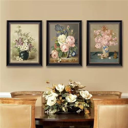 3 Pack Diamond Painting Erwachsene, 5D DIY Cross Stitch Stickerei Malerei Kits 80x110cm, Diamant Malerei Full Drill Kristall Set, Stickerei Kunsthandwerk House Wall Dekoration (Blumenvase) Y-259
