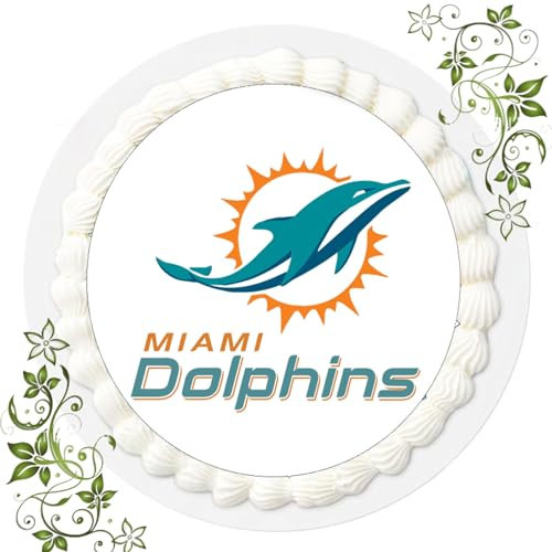 FONDANT Tortenbild, Zuckerbild mit Motiv, Essbares Foto für Torten, Tortenbild, Tortenaufleger Ø 20cm FONDANT NFL - Miami Dolphins