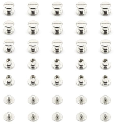 Ruidee 50 Sets Rilegatura Rivetti Viti M5x5mm Testa Tonda Croce Chicago Rivetti di Rilegatura In Acciaio Inossidabile Vite Piatta in Nichel Cintura Viti Libro per Album Fotografico(ZBD/M5x5)