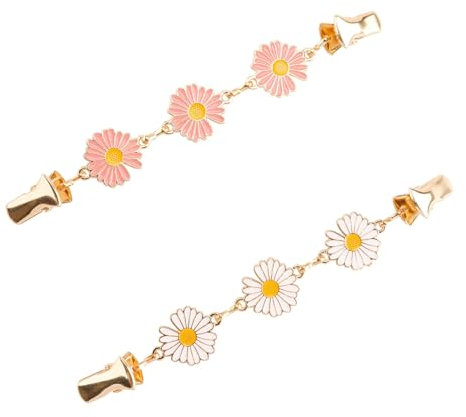 Sweater Shawl Clips, Rosa Weiß, Broschen Vintage