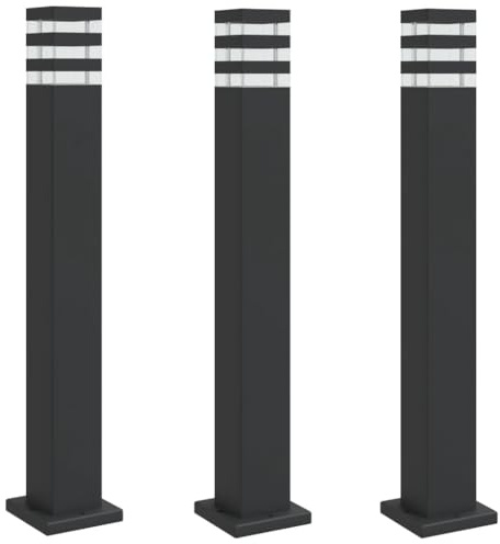 vidaXL Wegeleuchten 3 Stk. Schwarz 80 cm Aluminium