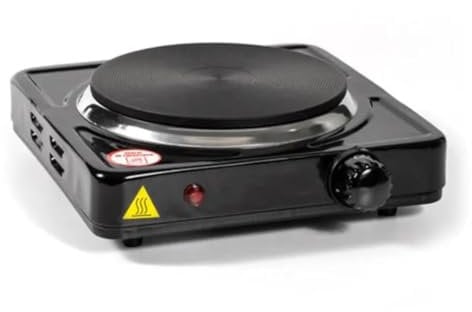 Maya Range 1000W Single Hot Plate Precise Table Top Cooking, Cast Iron Heating Plate, Portable Electric Hob Single Burner with Adjustable Thermostat for Home Kitchen Camping & Caravan Cooking (Black)