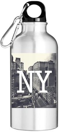 New York Skyscrapers Style Art Tourist Bouteille d'eau Argenté