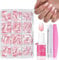 Nagel Tips Set - 240 Stück Französisch Falsche Nägel Zum Aufkleben - Weiß Rosa Gradient Design Künstliche Fingernägel Full Cover Fake Nails soft gel Natürliches & Angenehmes Tragegefühl (Pink Mandel)