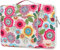 SANFAN Housse de protection pour ordinateur portable à 360°, avec 3 poches, poignée et sangle pour bagages, motif soleil, lune et étoiles sur fond bleu marine (Flowers, 12,5-13,5)