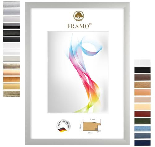 FRAMO Holz Bilderrahmen 50 x 140 cm (Bildmaß) in Silber-matt | Größe wählbar | Rahmen für Poster | Puzzle | Foto collage | Maßanfertigung | Fotorahmen nach maß