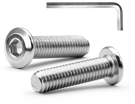 MINHER M4 x 30mm 10Pcs Tête Plate Vis D’assemblage à Six Pans Creux, Acier Inoxydable A2 V2A, Boulons de Meubles, Filetage Complet (Avec Clé Hexagonale)