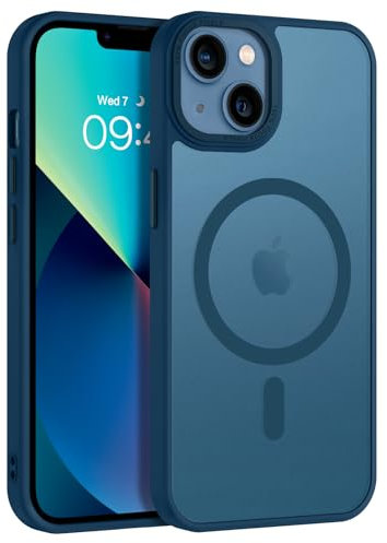 GaoBao Strong Magnetic for iPhone 13 Case,iPhone 14 Case, Slim Fit [Compatible with MagSafe] Thin Shockproof Translucent Matte Protective Cover,Deep Blue
