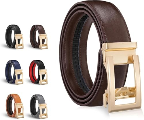 ILESTDG Majestic Gürtel Damen – Automatische Schnalle, Modisches Design Mit Goldoptik, Vielseitig Für Rock, Jeans & Casual Looks (Braun,110)