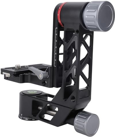 Heavy Duty Tripod Gimbal Head, Aluminum Alloy 360° Panorama Gimbal with for Arca Swiss Standard Quick Release Plate and Bubble Level, with 1/4 Inch and 3/8 Inch Screws