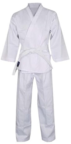 Duohropke Karateanzug Herren Kampfsportanzug Judoanzug mit Weißer Gürtel Judogi Aikido Keikogi Jiu Jitsu Taekwondo Bando Kung Fu Outfit Training Uniform Oberteil und Hose Set für Erwachsene