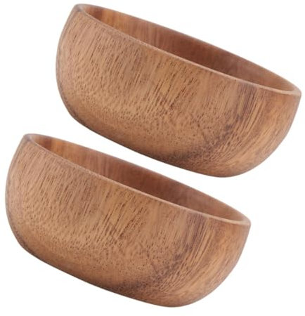 TOPPERFUN 2 Piezas Plato De Madera Tazón Para Servir Chips y Salsas Y Tazón De Frutas Fruta Portátil Comiendo Bol Ensaladera De Acacia Ensaladera Gigante Con Cuenco De Cocina Bol De Madera