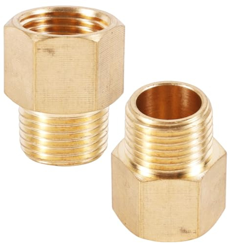 2pcs Brass Pipe Fitting, 1/2 inch Male to Female Adapter Connector Heavy Duty Threaded Pipe Hose Reducer Hex Bushing for Plumbing Hydraulic Gas Systems