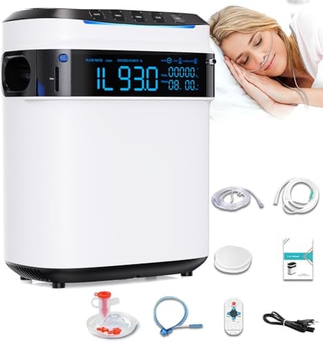 Sauerstoffgerät Für Zuhause,Hochreinheit 35%–93%,1-7 L/Min,Gerät Mit Integrierter Verneblungsfunktion Und Negativ-Ionen-Reinigung-11HW