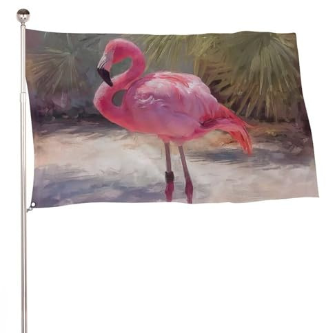 Pinke Flamingo-Flagge, 90 x 152 cm, Gartenflaggen, Banner, Dekoration für Hof, Veranda, Rasen, Bauernhaus