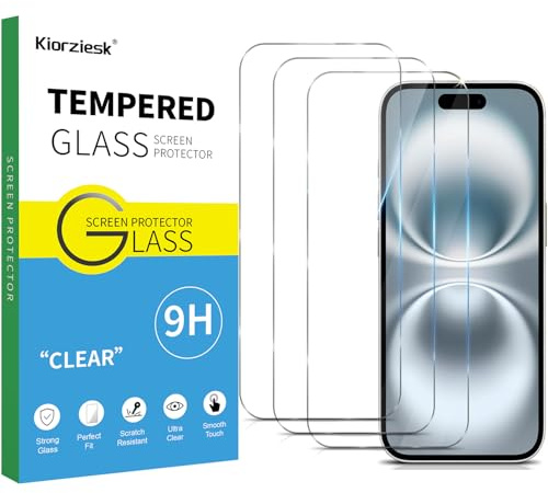 3 Piezas Protector Pantalla para iPhone 16 Plus, iPhone 15 Pro Max, iPhone 15 Plus, Cristal Vidrio Templado HD Clara Antiarañazos Antihuellas Sin Burbujas Dureza 9H Completo 6,7 Pulgadas Transparente