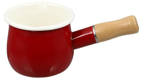 Abaodam Enamel Milk Pot Japanese-Style Milk Pan for Noodles Soup and Baby Food Small Kitchen Cookware Round Thick Pot Body Easy to Clean 7.48 X 4.13 X 3.35 in 1 X