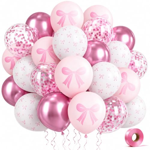 Tourima 30PC Luftballons Geburtstag 12 Zoll, Schleifen Deko Geburtstag, Geburtstagsdeko Mädchen, Babyparty Deko Mädchen, Hochzeit Ballons, Valentinstag Deko Set, Happy Birthday Ballon