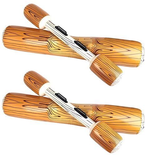 Fukaisu Lot de 4 Jouets Gonflables Flottants Ramer pour 2 Joueurs, Ensemble Jeu Piscine Bûche Combat Gonflable Pagaie Radeau Flotteurs pour Adultes Famille Fête Piscine Plage Été Sports Nautiques
