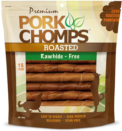 Pork Chomps Roasted Pork Skin Dog Chew 6in Twists 15ct