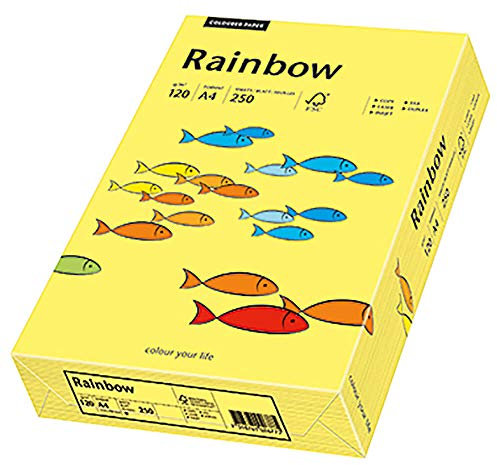 Papyrus 88042348 Drucker-/Kopierpapier bunt, Bastelpapier: Rainbow 120 g/m², A4 250 Blatt, matt, gelb
