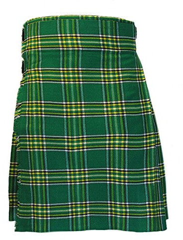 Tartanista - Herren Kilt - irisch - 4,6 m (5 Yard) Stoff - 283 g (10 oz) Stoffgewicht - Irish National - Taille (Nabelhöhe): 96,5cm (38“)/Länge: 61cm (24“)