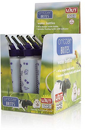 Lixit Bulk Water Bottles with Display Case for Rabbits, Ferrets, Chinchillas, Rats, Mice, Guinea Pigs', and Other Small Animals (8-Ounce)