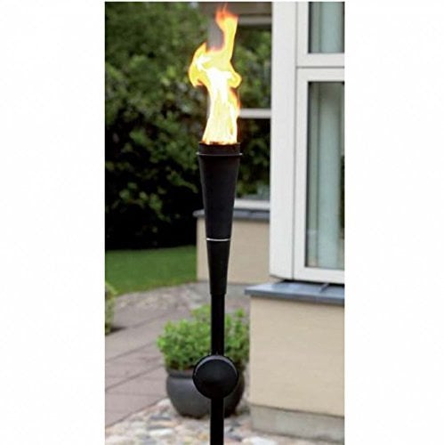 Krause & Sohn Gartenfackel Metall, Stabfackel mit Lampenölbetrieb, Fackel, Dekofackel (1, Schwarz)