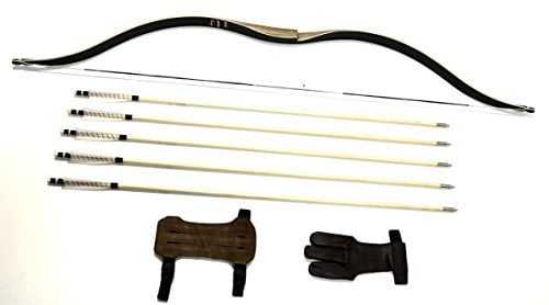 Reiterbogen Ragim Taiga Rechtshand 40 lbs mit 5 Mittelalterpfeilen Armschutz und Schießhandschuh