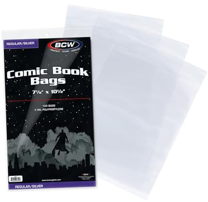 BCW Silver Age Comic Bags - 100 ct | Archival Quality, Acid-Free Protection for Silver Age Comic Books | 7 1/8 x 10 1/2 inches Comic Collection Storage Comic Books Bags